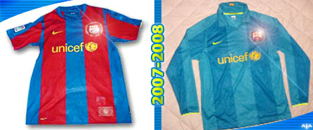Las nuevas camisetas (poleras, equipación) del FC Barcelona (Barça). Temporada 2007-2008.